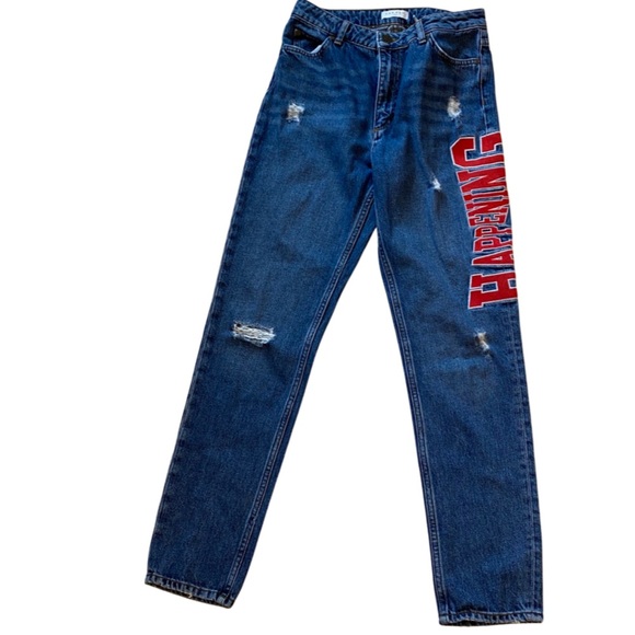 SANDRO Hortense Distressed Happening Jeans In Blue (J1) - Picture 3 of 10